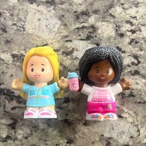 Little People Barbie Set of Two Light and Dark Skinned Girls